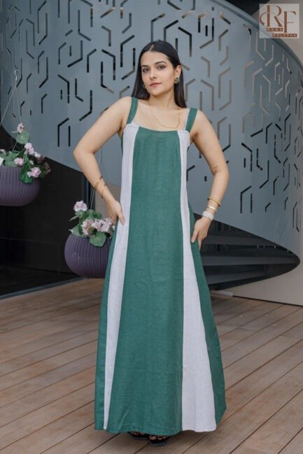 Elegant Linen Long One Piece Dress - Image 2