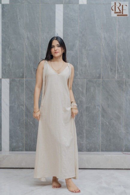 Stylish Linen Long One Piece - Image 2