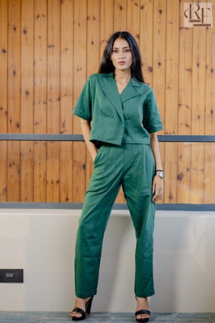 Elegant Linen Crop Top & Pant Set - Image 3