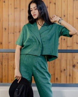 Elegant Linen Crop Top & Pant Set