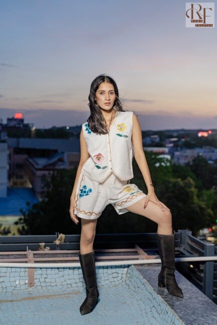 Printed Cotton Shorts & Crop Top