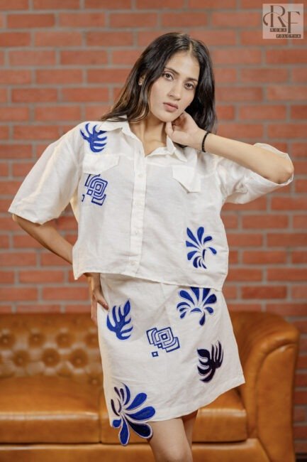 Elegant Linen Skirt & Shirt Set