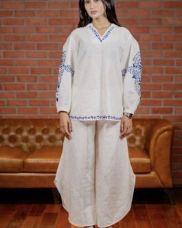Half Embroidery Kurti & Cut Palazzo Set