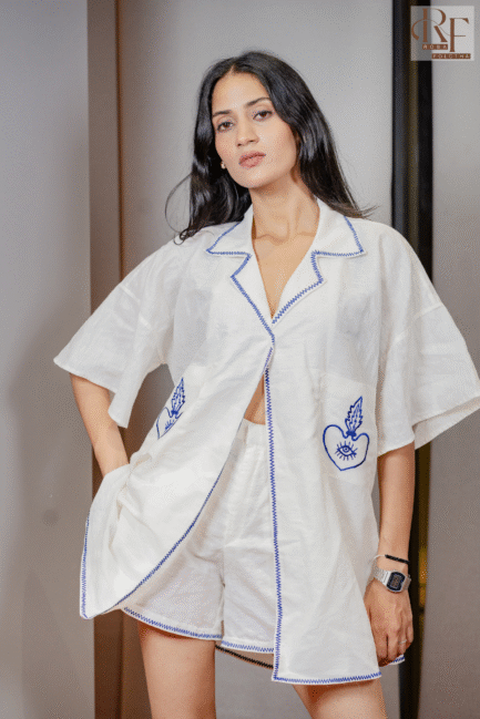 Stylish Linen Short & Long Shirt Set